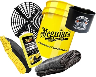 Autowas Set Wash Meguiar’s & Wax 473ml + Emmer 19L + Grit Guard + Buckanizer + Droogdoek 1100gsm