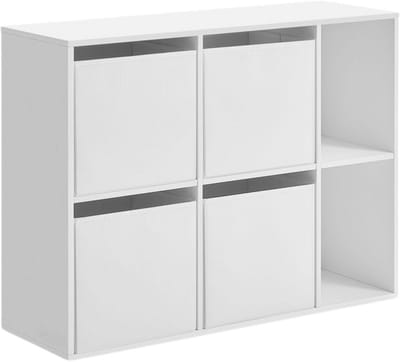 ACAZA Opbergkast - Vakkenkast - Montage zonder Gereedschap - Speelgoedkist - 83 x 27 x 62 cm - Wit