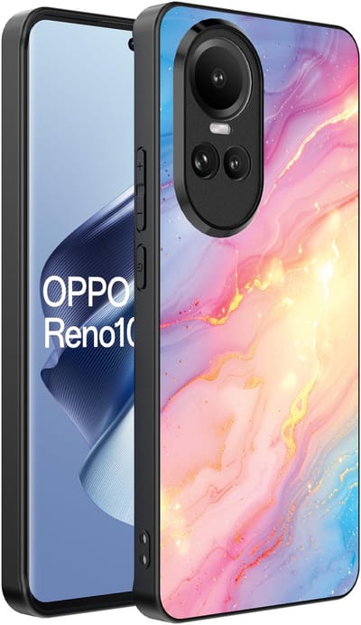 Smartphonica Telefoonhoesje Geschikt voor Oppo Reno 10 / 10 Pro met Regenboog Glitter Marmer Opdruk - TPU Backcover Case Rainbow Glitter Marble Design geschikt voor Oppo Reno 10;Oppo Reno 10 Pro