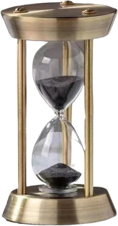 Zandloper Decoratie - Keukentimer Tijdmeter - Koken en Spelletjes - Compact Metaal Ontwerp - 12.5 cm Hoog - Zwart Zand