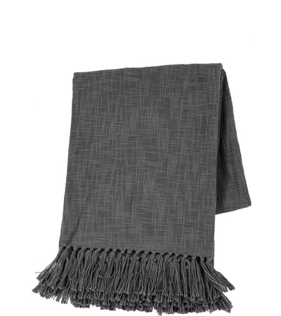 Tiseco - Deken COTTON SLUB - met franjes - 130x160 cm - Grijs