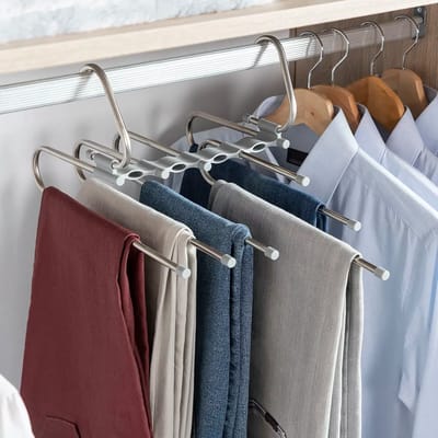 Cintre multiple pour pantalon - INNOVAGOODS - Havser - 5-en-1 - Tiges amovibles - Multi-position (H/V) gris