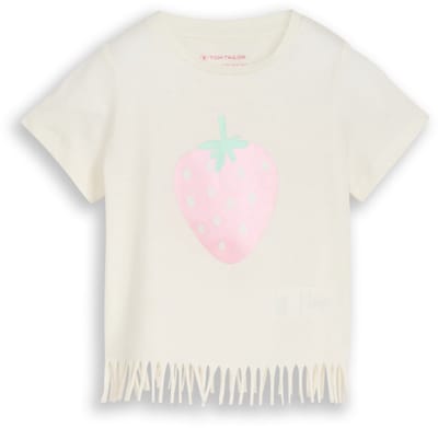 Tom Tailor - T-shirt met franjes - Maat 92/98 - Wool White