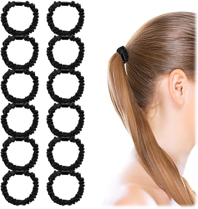 Scrunchies set 100% pure moerbeizijde haarbanden voor meisjes elastieken haarbanden paardenstaart houders voor dik dun haar vrouwen zwart schattig satijn slaperig haar scrunchie