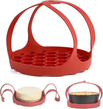 Inovra Plus - Silicone Steamer Sling - Draagbare Anti-aanbaksiliconen Slinger voor Stoompan - Keukenaccessoires voor Hogedrukpan (Rood) - Hittebestendig - 1 stuk