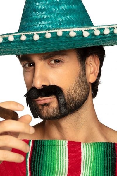 Snor Mexican zwart - mexico snor festival thema feest verjaardag verkleed feest party