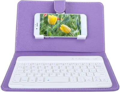 Telefoonhoes met Toetsenbord Paars - Flipcover - Flipcase - Telefooncover met afneembaar bluetooth keyboard