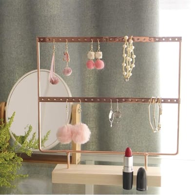 Go Go Gadget - Rose Gouden Sieradenhouder - 27x22x7 cm - Metaal & Hout - Oorbellenrek - Perfecte Display