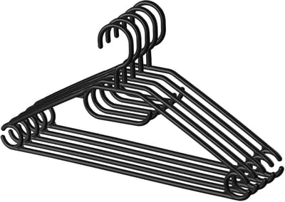 KADAX Kleerhangers van kunststof, 5 stuks, 360° draaibare haak, ingekerfde schouders, broekstang, ruimtebesparende, antislip, garderobehanger voor overhemd, broeken, rok, jashanger (zwart)