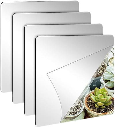 Dailygoods- Wandspiegel Onbreekbaar - 4 Stuks - 15 x 15 cm - Zelfklevend - Flexibel - Voor Thuis/Sportschool - Spiegel
