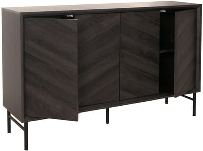 Dressoir MCW-M50, ladekast highboard dressoir, massief hout mango 94x151x40cm ~ donkergrijs
