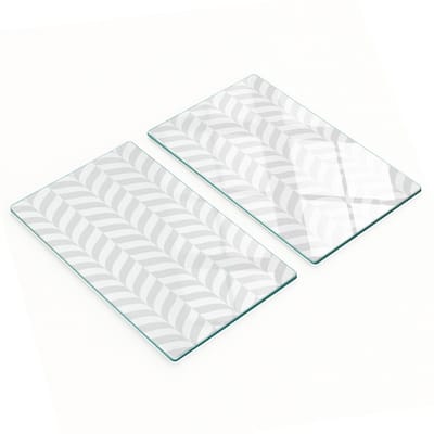 Set van twee glazen snijplanken met geometrische vormen, 2x30x52 cm