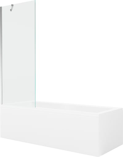Mexen Cubik rechthoekig bad 170 x 70 met ombouw en 1-delig paravent 70 , transparant, chroom - 550317070X9507000001