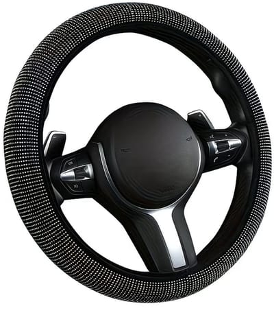 Luxe Strass Stuurhoes – Bling Steering Wheel Cover met Kristallen – Antislip Spandex Stuurwielhoes – Universeel 37-38 cm – Comfortabele Auto Accessoire voor Dames