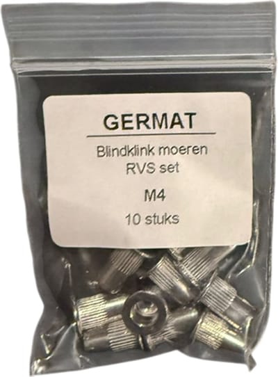 Germat Blindklinkmoeren M4 RVS – Popmoeren / Blindmoeren – 10 Stuks – Roestvrij Staal – Voor Dun Plaatmateriaal & Profielen – Professioneel