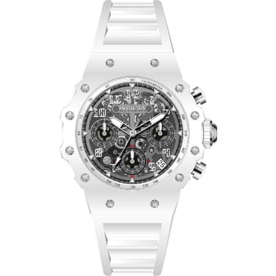 Invicta Racing 69619 Herenhorloge - Quartz Uurwerk - Acryl met Zilveren Wijzerplaat - 40 mm