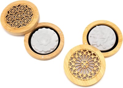 SnelShoppen - 2 Stuks Geurstenen Luchtverfrisser Houten Diffuser met 2 Aroma Stenen Ornament Geurstones voor Woonkamer Badkamer Slaapkamer