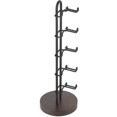 1 Stuk Mode Brillen Organizer Brillenhouder Stand Mode Glas Opslag Brillenrek Metalen Frame met Houten Basis Brillen Display voor Tafel Bureau zwart