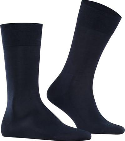 FALKE Sensitive Malaga drukvrije comfort tailleband katoen sokken heren blauw - maat 43-46