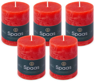 Spaas Rustieke Stompkaarsen - Rood - 70/95mm - circa 35 uur - 5 kaarsen