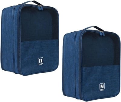 Schoenentas voor reizen met 3 vakken, stofdicht en draagbaar voor sport en outdoor activiteiten, blauw, 1 stuk