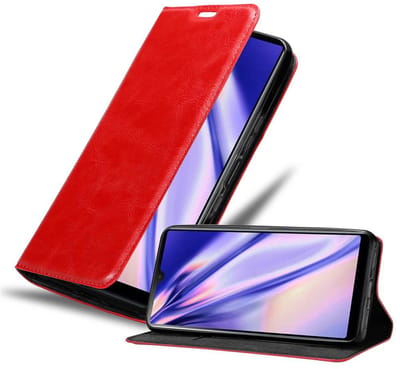 Cadorabo Hoesje geschikt voor Sony Xperia L4 in APPEL ROOD - Beschermhoes met magnetische sluiting, standfunctie en kaartvakje Book Case Cover Etui