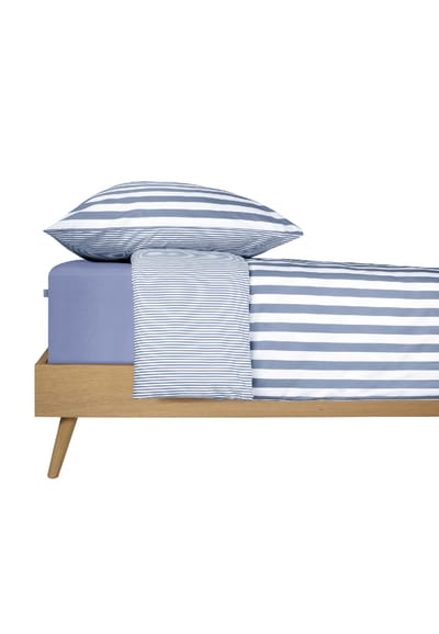 Tweedelige set omkeerbaar beddengoed Renforcé, lichtblauw gestreept - SCHIESSER Home 135*200