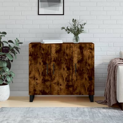 vidaXL - Dressoir - 90x34x80 - cm - bewerkt - hout - gerookt - eikenkleurig