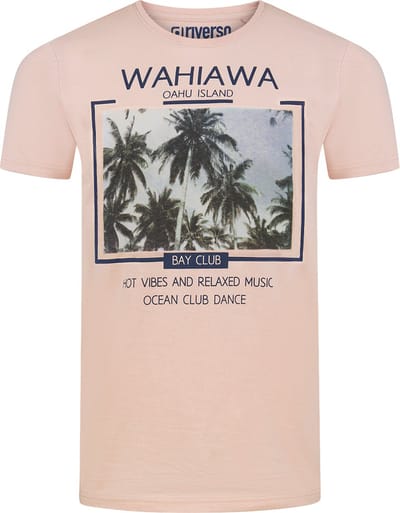 riverso Heren T-Shirt RIVLukas regular fit Roze L Ronde Hals Volwassenen - gemaakt van 100% katoen