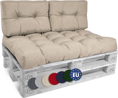 Beautissu Style – Palletkussen Set – 1x Zitkussen 120x80 cm & 2x Rugkussen 60x40 cm – Natuur