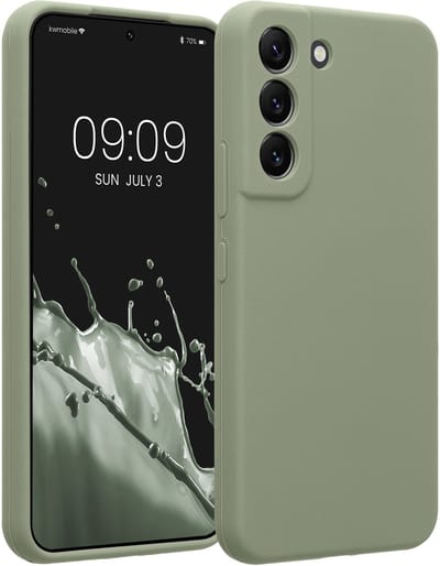 kwmobile telefoonhoesje geschikt voor Samsung Galaxy S22 - TPU backcover met siliconen coating - Smartphone case in grijsgroen