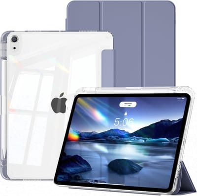 Hoes Geschikt voor iPad Air 11 inch hoes Donker Blauw / iPad Air M4 / M3 (2025 2026) hoes Smart Case met Harde Doorzichtige Achterkant en Pencil Slot - iPad Pro 11 Inch 2022/2021/2020/2018/ iPad Air 5th/4th Generation Tri Fold Tablet