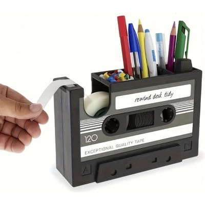 Un Distributeur de Ruban Adhésif Avec un Porte-Stylo, Distributeur de Cassette Audio Vintage. Accessoires non inclus Black