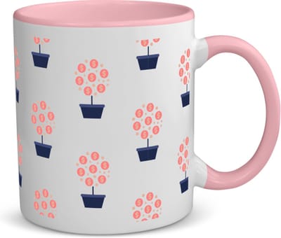 Akyol - geld planten koffiemok - theemok - roze - Geld - iemand die van geld houdt - cadeau voor iemand die houdt van geld - verjaardagscadeau - gift - geschenk - 350 ML inhoud