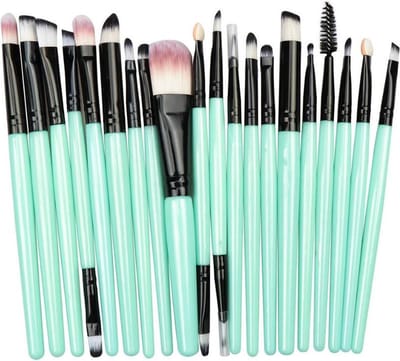 Jumada's - 20-Delige Groen-Zwarte Make-Up Kwasten Set voor Oogschaduw, Foundation, Poeder, Eyeliner, Wimper, Lip en Cosmetische Beauty Tools - Hot!