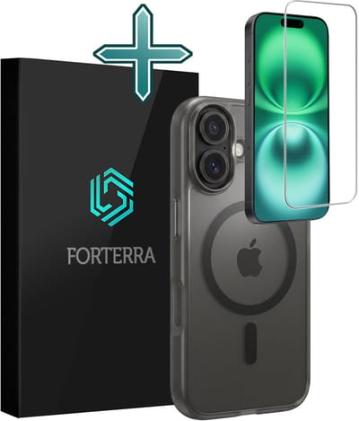Hoesje Met Screenprotector - Geschikt voor Apple iPhone 16 - Magsafe Compatible - Sterk & Shockproof - Shock Proof Case - Back Cover - Telefoon Hoes - Zwart