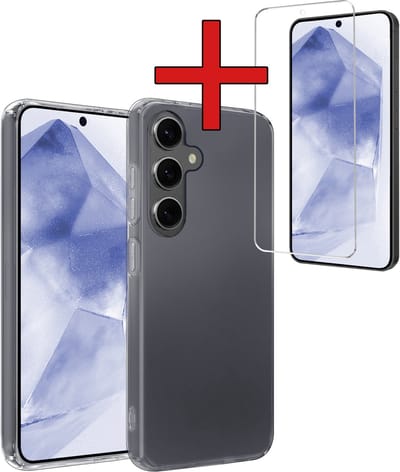 Hoesje - Met Screenprotector - Geschikt voor Samsung Galaxy A55 - Sterk & Shockproof - Telefoon Hoes - Back Cover - Siliconen Case - Telefoonhoes - Transparant