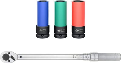 Momentsleutel Voor Auto - 17, 19 en 21 mm - 1/2 Inch - 42/219 Nm - Geschikt Voor 1/2 Inch
