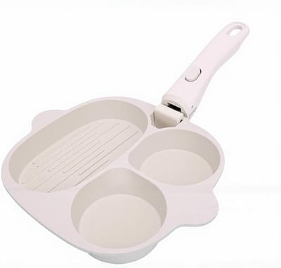 Ontbijt Eierpan - Koekenpan Pannenkoek - Snel Ontbijten - Afneembare Handgreep - 3 Kopjes - Zwart