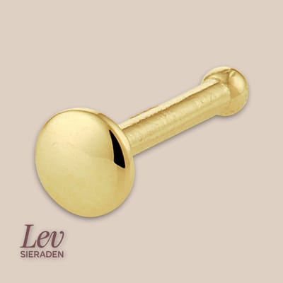 Lev Sieraden - kogel neusknopje 2.5mm flat top - 18k geelgoud