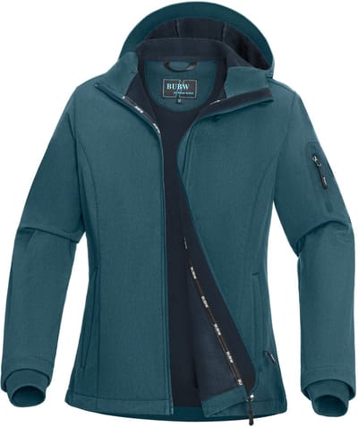 BUBW® Dames Outdoorjas - Softshell Jas 4 Seizoenen - Waterdicht - Windstopper Windjack - Waterafstotend - Zon Beschermend - Outdoor - Groenblauw - Maat M