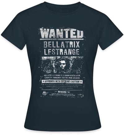 Harry Potter Bellatrix Lestrange Wanted Poster T-Shirt Dames