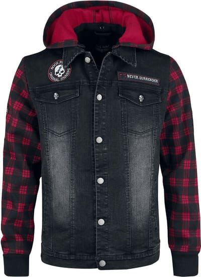 Rock Rebel by EMP - Rock Spijkerjas - Sound Check - S tot XXL - voor Mannen - zwart-rood