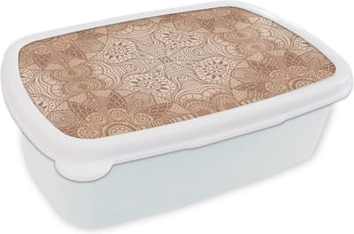 Broodtrommel Wit - Lunchbox - Brooddoos - Henna - Mandala - Patronen - 18x12x6 cm - Volwassenen