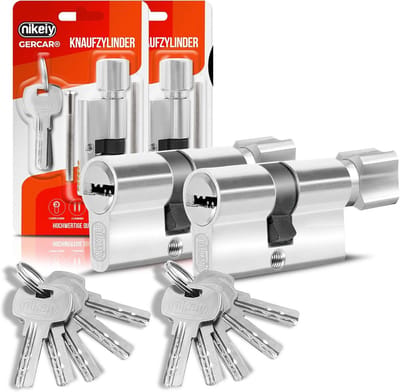 Set van 2 Gelijksluitende Knopcilindersloten 40/40 (Totaal 80mm) - Inclusief 10 Sleutels
