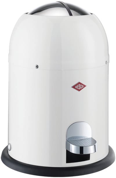 WESCO Mini Master cosmetica-emmer in de kleur wit, gepoedercoat staalplaat, inhoud 6 liter, kunststof binnenemmer, voetpedaal
