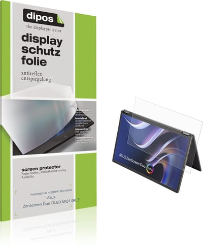 dipos – 2x Matte Beschermfolie geschikt voor Asus ZenScreen Duo OLED MQ149CF | Krasbestendige & antireflecterende Screenprotector Ultra-Thin
