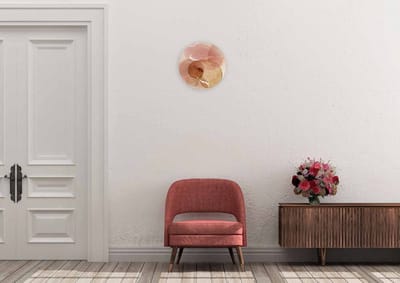 Schilderij - abstract - roze - Collectie organic shape - Pure Metal - 70 cm rond
