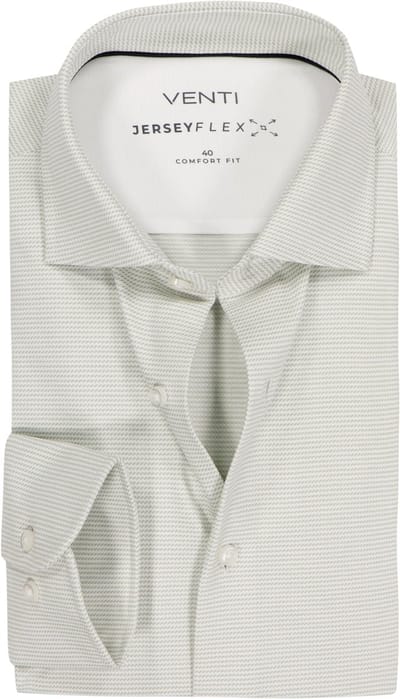 VENTI CASA MODA comfort fit overhemd - jersey - lichtgroen met wit gestreept - Strijkvriendelijk - Boordmaat: 40 (EU maat: M)
