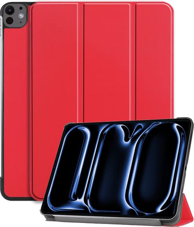 Hoesje - Geschikt voor Apple iPad Pro (2024/2025) - 11 inch - Dun & Stevig - Hardcover Book Case - Trifold Bookcase Hoes - Hard Cover - Tablethoes - Rood